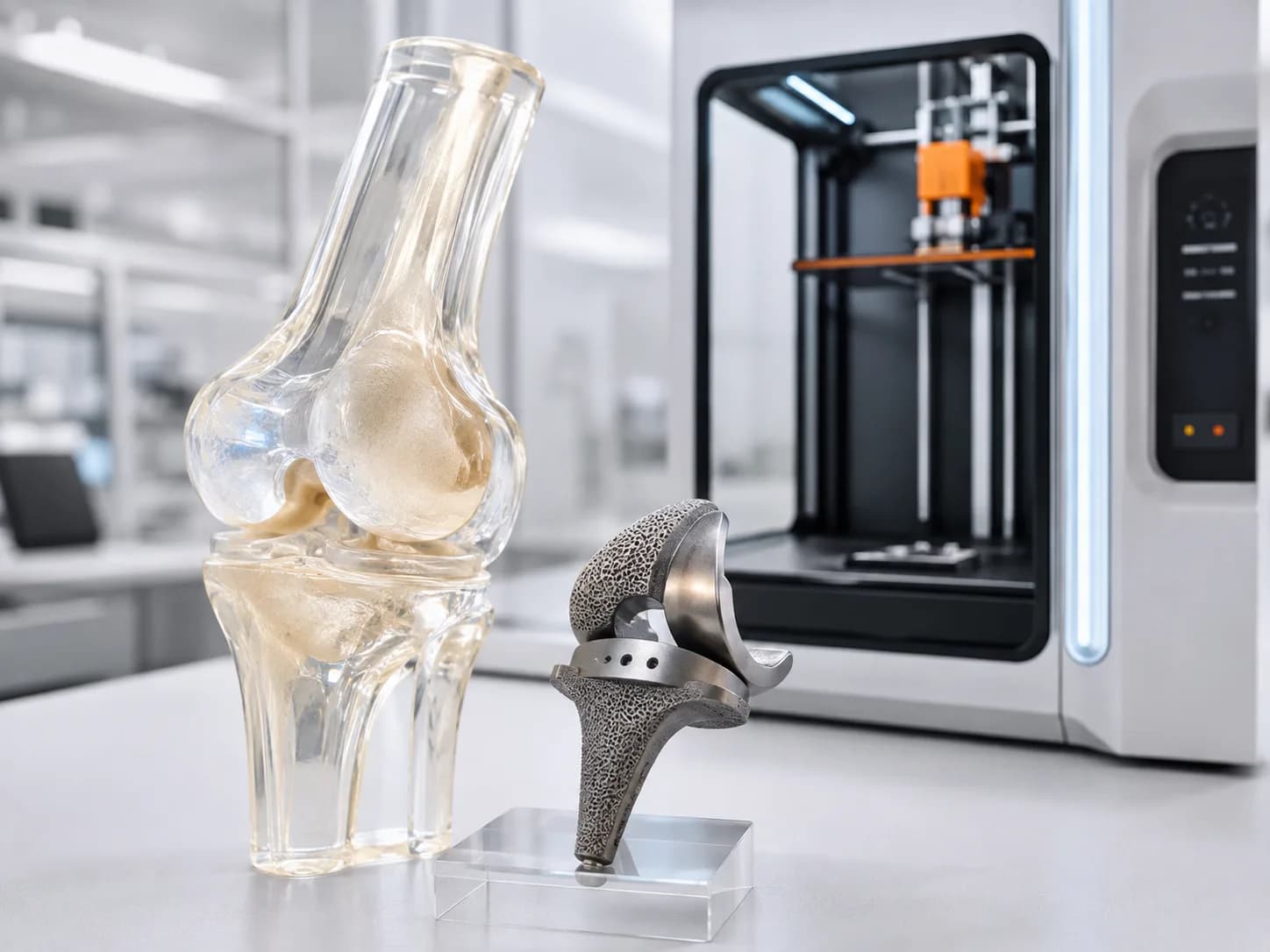 Anatomical knee model and a porous titanium implant