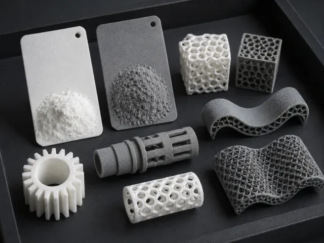 White and grey powder-finished SLS samples
